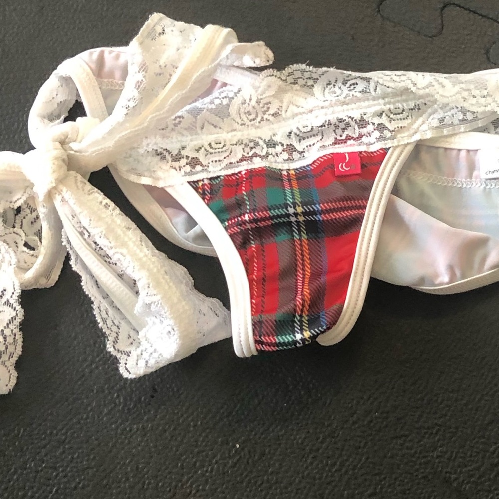 Plaid teeny bikini bottoms